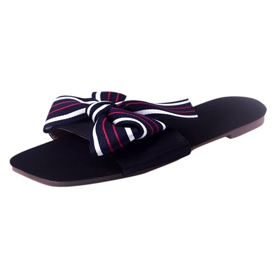 asdoklhq Slip On Shoes for Women,Women Beach Breathable Bowknot Sandals Home Slipper Flip-Flops Flat Shoes