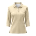 thumbnail image 5 of BOOMNY Women's 3/4 Sleeve Polo Shirts Solid Color Loose Summer Buttons Tops for Women, 5 of 5