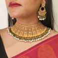 thumbnail image 3 of Efulgenz Indian Bridal Green Wedding Jewelry Set Traditional Necklace Set for Women Kundan Crystal Antique Choker Necklace Chanbaali Earrings with Maang Tikka Bollywood Jewelry, 3 of 6