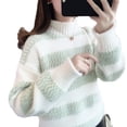 thumbnail image 4 of Suéter de mujer Otoño e Invierno Ropa exterior suelta para mujer Top de cuello alto medio Camisa popular con parte inferior gruesa, 4 of 4