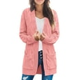 thumbnail image 2 of Entyinea Women's Cardigan Sweater Loose Long Sleeve Open Front Knit Coat with Pockets,Pink XL, 2 of 5