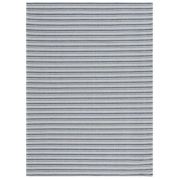 SAFAVIEH Martha Stewart Cotton Striped Area Rug, Navy/Light Grey, 5' x 7'