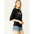 thumbnail image 4 of INSPIRE CHIC Woman's Drop Shoulder 3/4 Sleeves Horse Print Loose Tops, 4 of 6