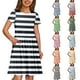 thumbnail image 1 of Girls Summer Sundress Cute Striped Casual Dress with Short Sleeves and Pockets Perfect for Summer and Everyday Wear ,Sie:120, 1 of 7