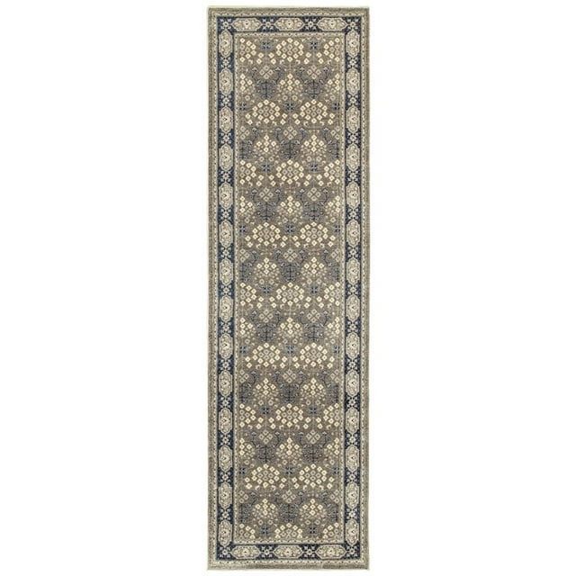 Oriental Weavers Richmond 2'3" x 7'6" Machine Woven Runner Rug in Gray
