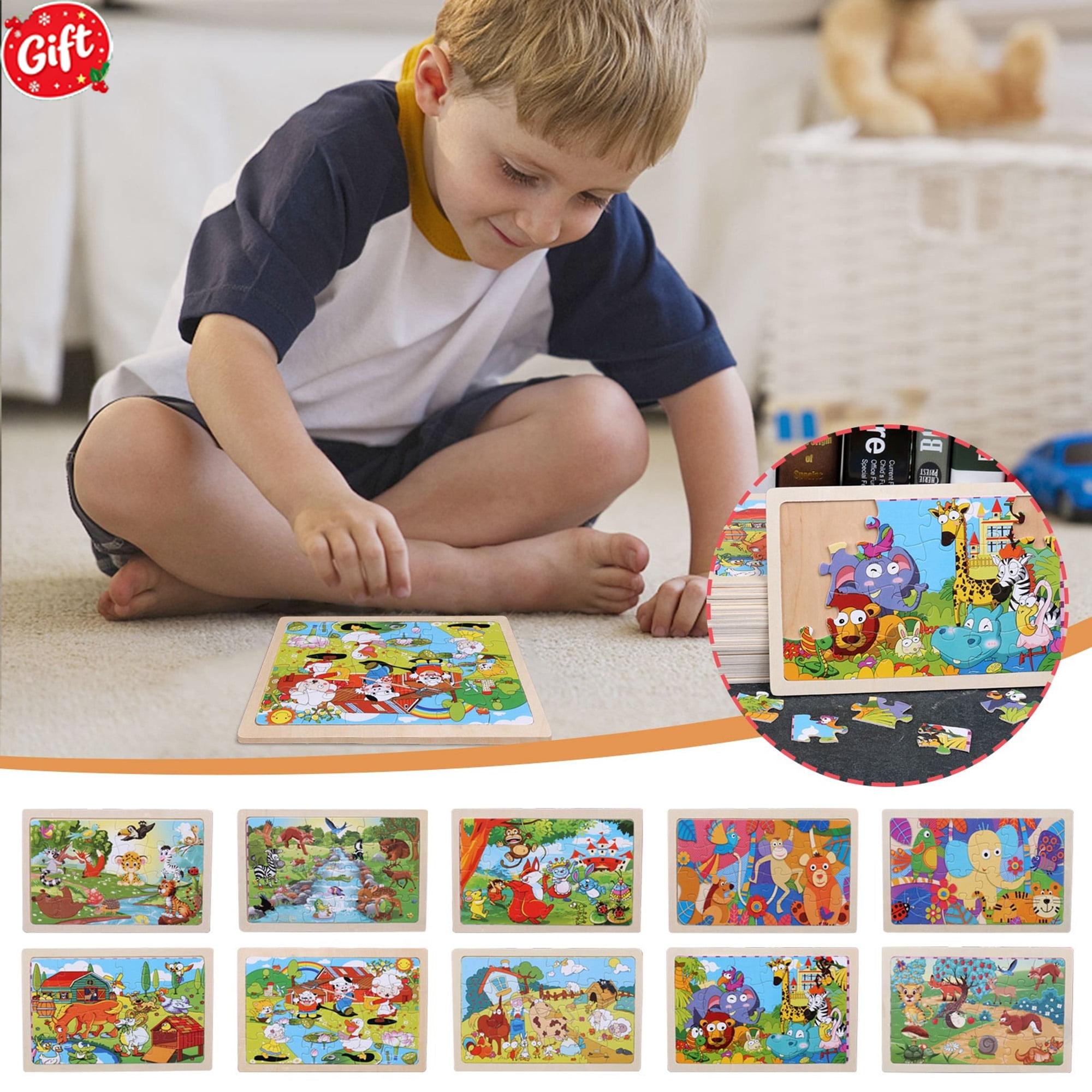 Wooden Peg Puzzle for Toddlers Kids Educational Preschool Peg Puzzle Toy Animal Scene Sensory Montessori Early Learning Toy Ideal Gift for Boys Girls Ages 1 2 3 Years Old