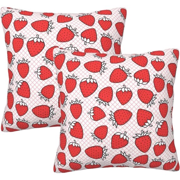 Sweetheart Strawberry Throw Pillow Covers Set of 2 Pillow Cushion Cases Square Pillowcases for Sofa Bedroom Living Room Car, 18 X 18 Inch