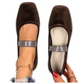 thumbnail image 3 of FRSASU Ladies Fashion Mary Jane Shoes -Flat Square Toe Low-Cut Casual Elegant Style Shoes Suitable for Daily Wear Brown, 3 of 9