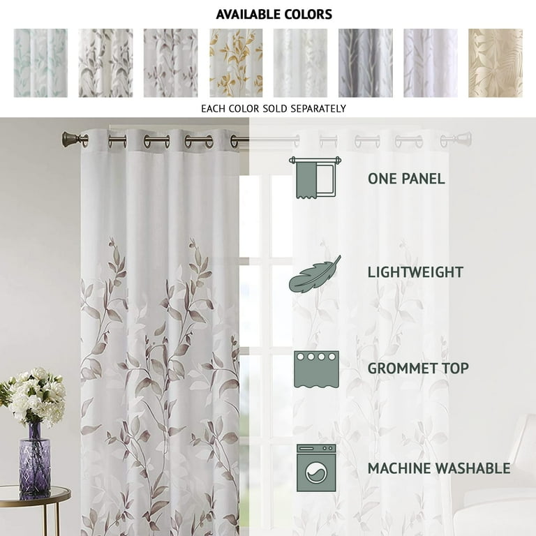 Gracie Mills Cecily Semi Sheer SINGLE Panel Window Curtain Burnout