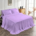 thumbnail image 3 of 4 Piece Long Ruffle Sheet Set, 20" Inch Long Ruffle On Corner Of The Flat Sheet, 18 Inch Deep Pocket, 100% Egyptian Cotton, 800 TC, Queen Size, Solid Lilac, 3 of 9