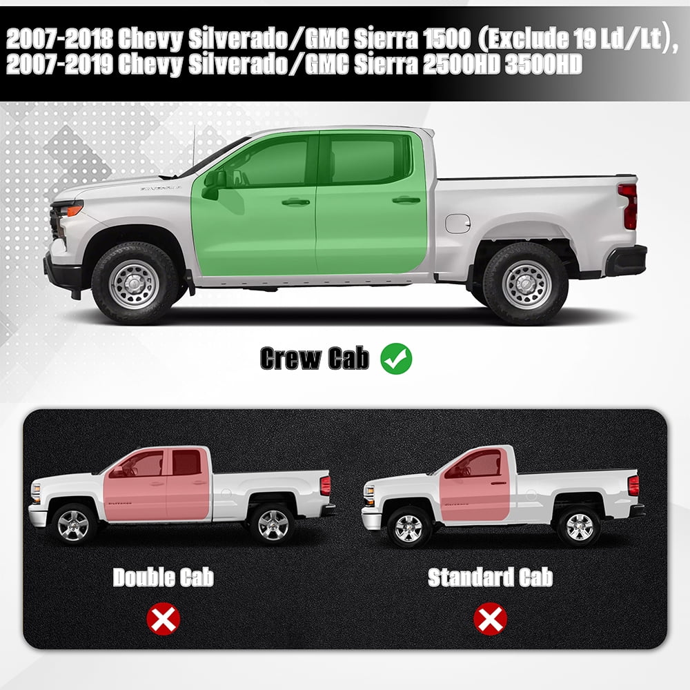 AutoBull 6" Running Boards for 07-18 Silverado Sierra 1500 2500 3500 Crew Cab Side Step Nerf Bar