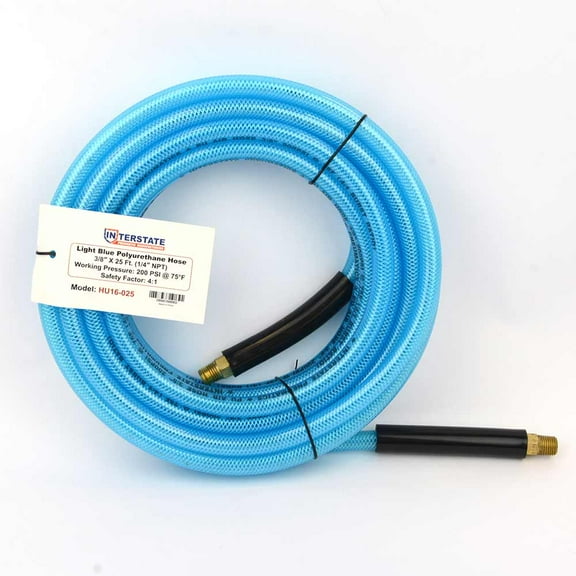 Interstate Pneumatics HU16-025 Light Blue Polyurethane (PU) Hose 3/8" x 25 feet 200 PSI
