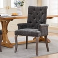 thumbnail image 4 of SESSLIFE Dining Chair with Arms, Upholstered Chenille Kitchen & Dining Room Chairs with High Back, Nailhead Trim and Wood Legs, Fabric Tuft Dining Chair for Home, Gray, 4 of 8