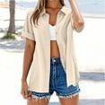 thumbnail image 2 of Yubnlvae Linen Blend Button-Up Tunic - Women's Sleeveless V-Neck Tank Top, Casual Oversized Summer Blouse with Pocket (Beige | S), 2 of 5