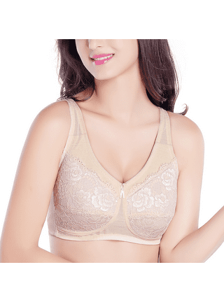 BIMEI Women's Mastectomy Bra Pockets Seamless Molded Bra Lace Contour  Post-Surgery Invisible Pockets for Breast Forms Everyday Bra 9828,White, 36C