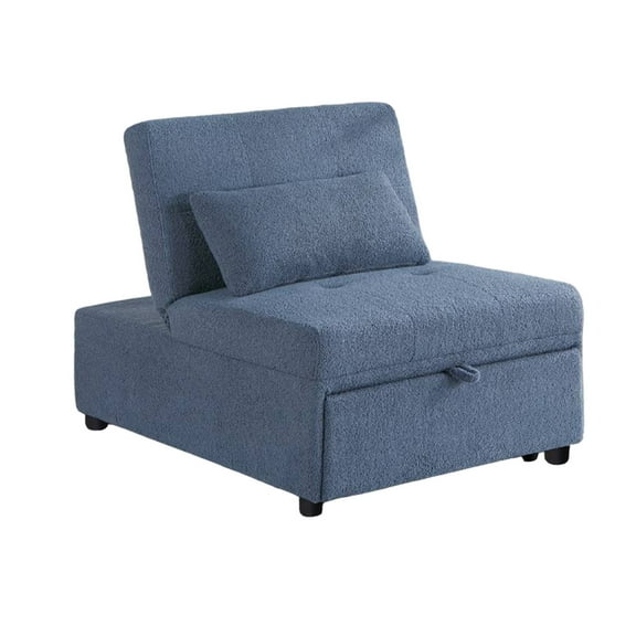 Jiya Convertible Sofa Chair to Single Bed, Blue Fabric, 76 Inch