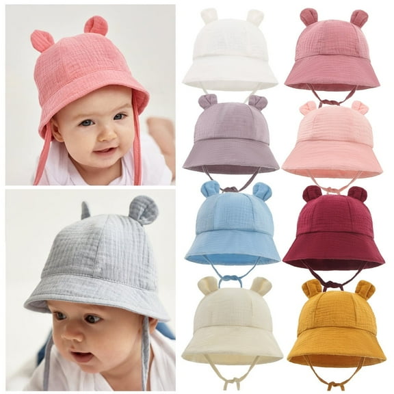 Yoyauz Baby Sun Cap Girls UPF 50 Beach Kids Cap Boys Wide Brim Cute Toddler Bucket Cap Soft Baby Sun Cap