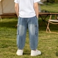thumbnail image 5 of Bovxnpu Unisex Boys Jeans Denim Pnats Loose Cargo Jeans for Kids Casual Trousers, 5 of 7