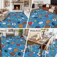 thumbnail image 5 of Blue Sports Area Rugs 5'x8', Washable Small Throw Rugs for Classroom Bedroom, Football Basketball Rugby Baseball Indoor Outdoor Rug Non-Slip Low Pile Carpet Runner Reversible Floor Mats, 5 of 8