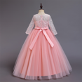 thumbnail image 6 of IDOPIP Flower Girls Vintage Lace Dress Kids 3/4 Sleeve Tulle Dresses Wedding Party Prom Ball Gown, 6 of 10
