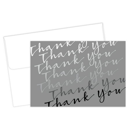Great Papers!® Thank You Note Card, 4.875" x 3.375", Silver Cursive, 50 count