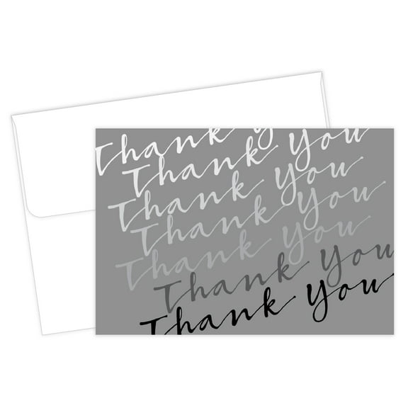 Great Papers!® Thank You Note Card, 4.875" x 3.375", Silver Cursive, 50 count