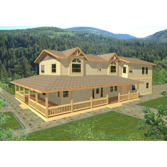 001-3113: Country Farmhouse 3 Bed, 3 Bath Luxury Home Plan, 3429 Sq Ft: Full Blueprints with License to Build by Home Plan Marketplace - Lesuto