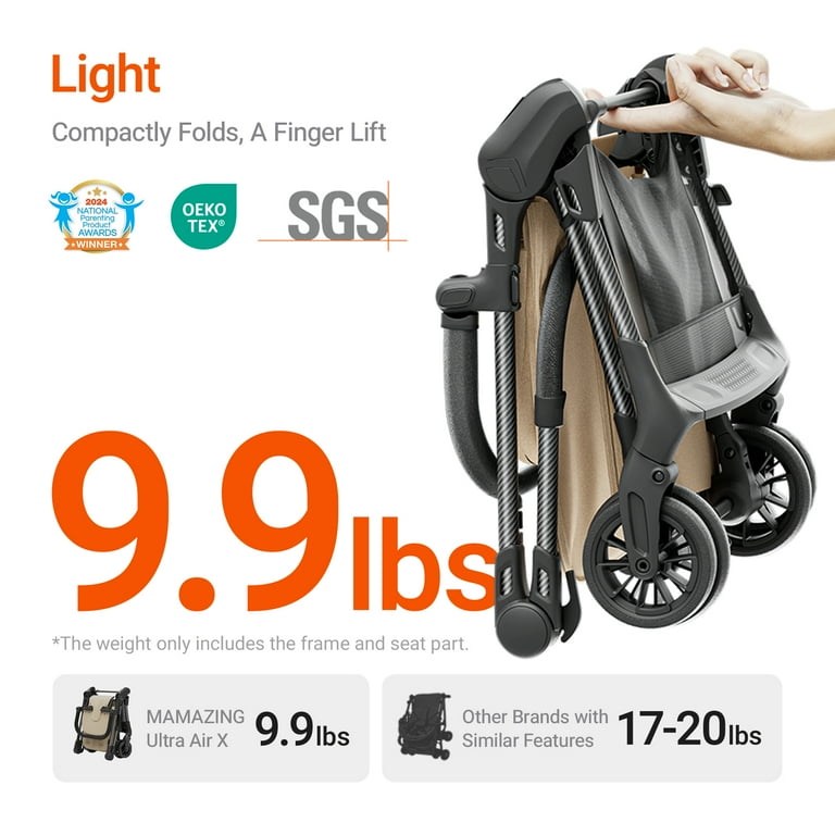 Mamazing Ultra Air X Lightweight Baby Stroller for Airplane Travel, 9.9  lbs, Ultra-Compact, Light & Strong, Age Group: Infant, Single, Brown -  Walmart.com