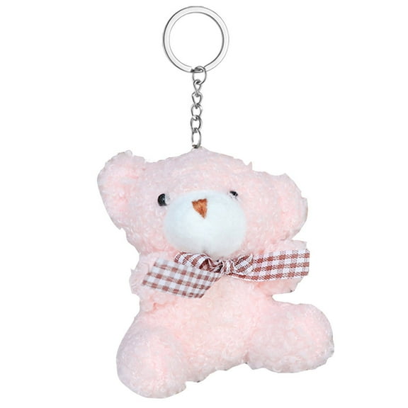 Cute Brown Bear Keychain,Plush Bear Dolls KeyChain, Soft Brown Bear DIY Keychain, Backpack Decorative Pendant Car Accessories, Girls Women Gift (Pink)