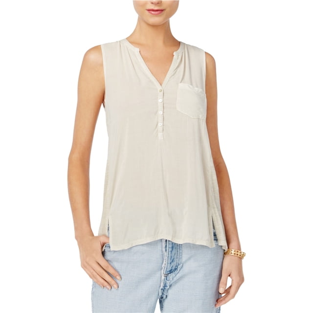 Lucky Brand - Camiseta sin mangas con cuello en V para mujer, color blanco roto, extragrande Lucky Brand Camiseta sin mangas