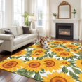 thumbnail image 3 of Rectangle Area Rug 6x9ft,Watercolor Sunflower Pastoral Flower Washable Carpet Non-Slip Runner Accent Rugs Indoor Floor Mat for Bedroom Living Room Decor,Seamless Floral Leaf, 3 of 9