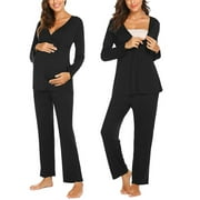 Aqestyerly Women Maternity Long Sleeve Nursing Baby T-Shirt tops+Pants Pajamas Set Suit