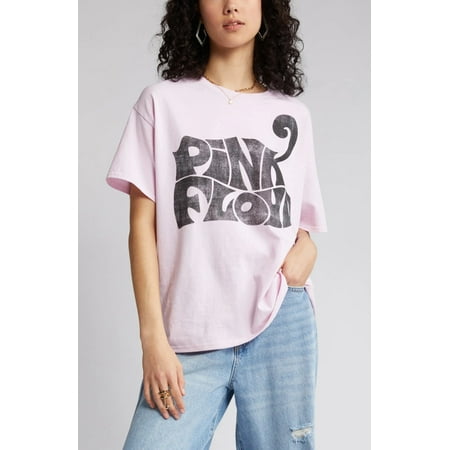 Pink Floyd Women's Oversized Distressed Graphic Tee T-Shirt By Merch Traffic (Medium, Pink)