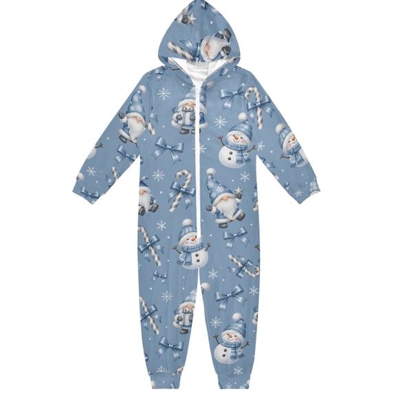 Cute Christmas Dwarf Boys & Girls Hooded One-Piece Pajamas Warm Crystal velvet Hooded Long Sleeve Loungewear Jumpsuit Unisex