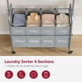 thumbnail image 4 of Tajsoon Laundry Sorter with Hanging Bar, 4 Section Rolling Laundry Hamper Sorter with Heavy Duty Lockable Wheels, Laundry Sorter Cart for Laundry & Bedroom, Gray, 4 of 14