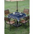 thumbnail image 3 of Outdoor Tablecloth with Umbrella Hole and Zipper, Christmas Elk Square Table Cloth 54x54 Inch Waterproof Tablecloth, Winter Santa Claus Xmas Snowflakes Navy Blue Picnic Table Cover for Patio Camping, 3 of 7