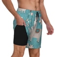 thumbnail image 2 of Fuzoiu Teal Mama Llama Print Men's Swim Shorts,Quick-Dry Double-Layer Swim Trunks,Board Trunks,Beach Shorts Swimwear Bathing Suits-X-Large, 2 of 6