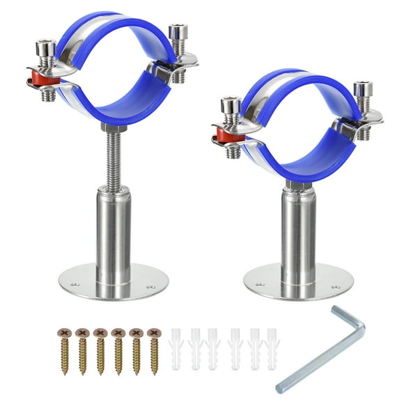 Unique Bargains 2Pack Pipe Supports Adjustable Pipe Bracket Clamp Pipe Strap Fit for 51-57mm Pipe