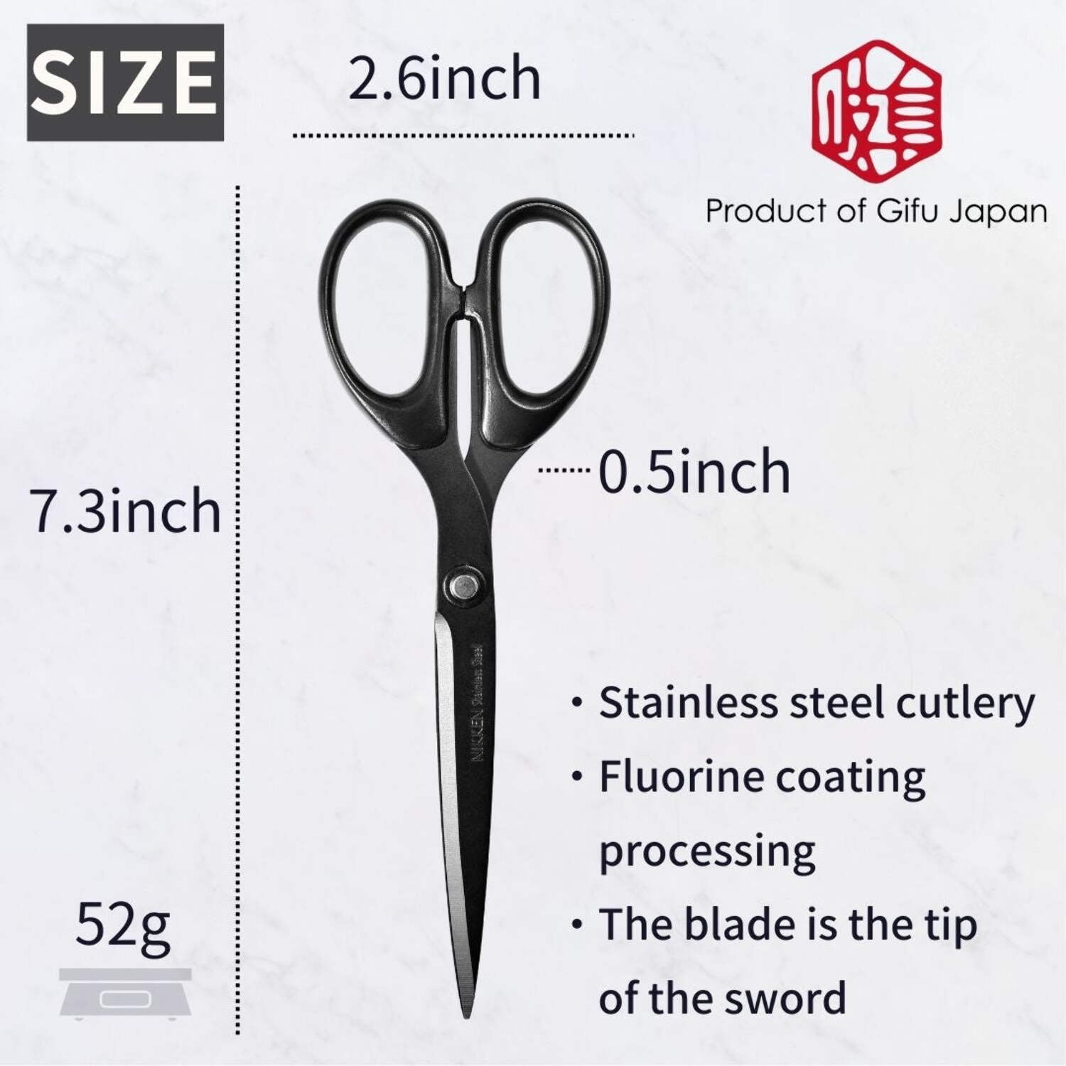 Seki Japan Multipurpose Scissors, 3.5 inch Fluorine Coating Stainless Steel Blade