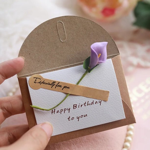 Tarjetas de felicitación con pegatina de sobre, flor para papel de negocios, tarjeta de regalo del Día de San Valentín, cumpleaños del Maestro de la madre, 10 piezas por juego