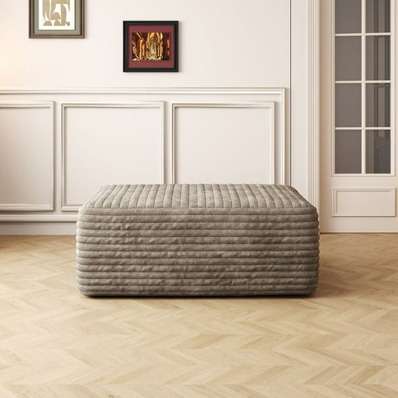WGYPRIME 37.4" Rectangle Ottoman, Modern Foot Rest with Plush Corduroy Fabric, Cloud Ottoman for Couch