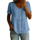 thumbnail image 2 of Craaazy Women's Casual V Neck Blouse, Solid Color Short Sleeve Button Down Shirt, Loose Fit Comfy Breathable Cotton Linen Tops for Daily Wear Gifts, 2 of 6