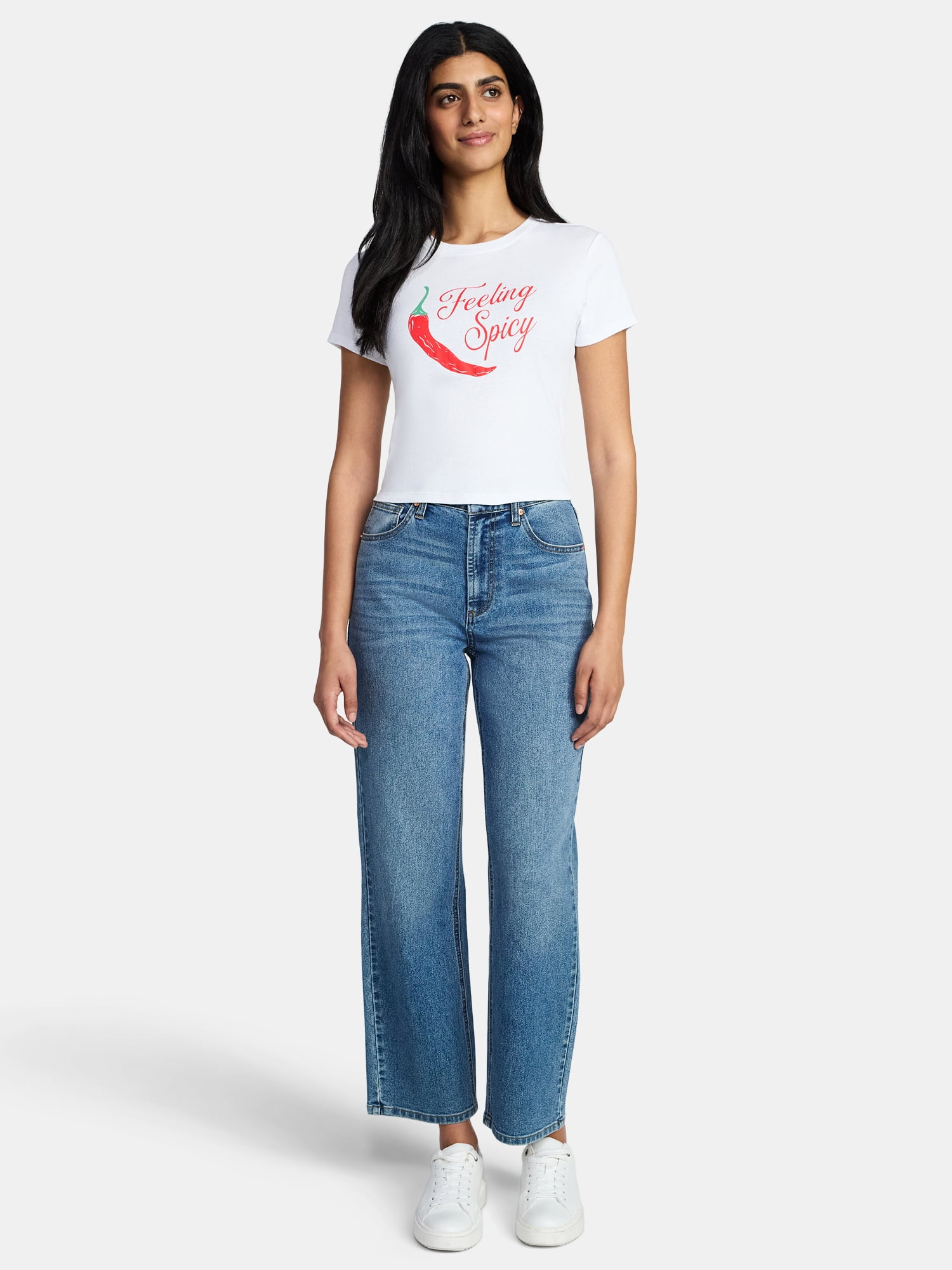 Feeling Spicy Women's Graphic Baby Tee with Short Sleeves, Sizes XXS-XXL