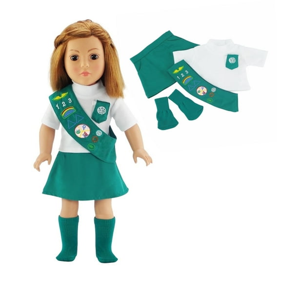 Emily Rose 18 Inch Doll Jr. Girl Scout-Inspired 4 Piece Outfit - Officially Licensed