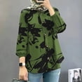 thumbnail image 2 of Hauts de Printemps pour Femmes Robe Florale Mode Manches Bouffantes Boho Hauts Décontractés Chemises Femmes Vert TTG, 2 of 5