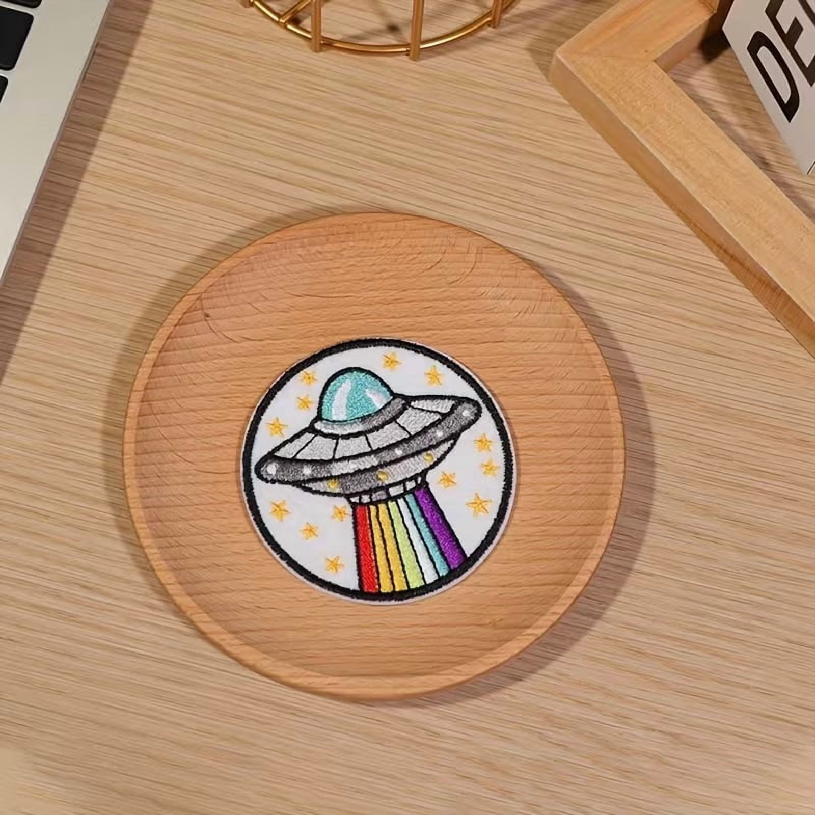 Flying Saucer Embroidered Cloth Patch - Iron-On and Sew-On Accessory for Customization