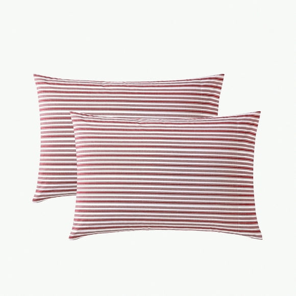 Ensemble de Taies d'Oreiller en Percale de Coton - Literie Rouge 2 Pcs, Décoration Intérieure Décontractée, Taille Standard 20 Pouces x 30 Pouces - Collection Coleridge