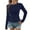 Blue, variant on Lodgix Women's Long Sleeve Henley T Shirts Button Down Slim Fit Tops Scoop Neck Ribbed Knit Shirts Navy-S