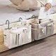 thumbnail image 3 of Bed Pocket, Triomphe 2 Piece Bedside Hanging Bed Basket, Waterproof Canvas Bedside Shelf Organizer, Bedside Hanging Bedside Storage Bag(Grey, Cream Wh, 3 of 4
