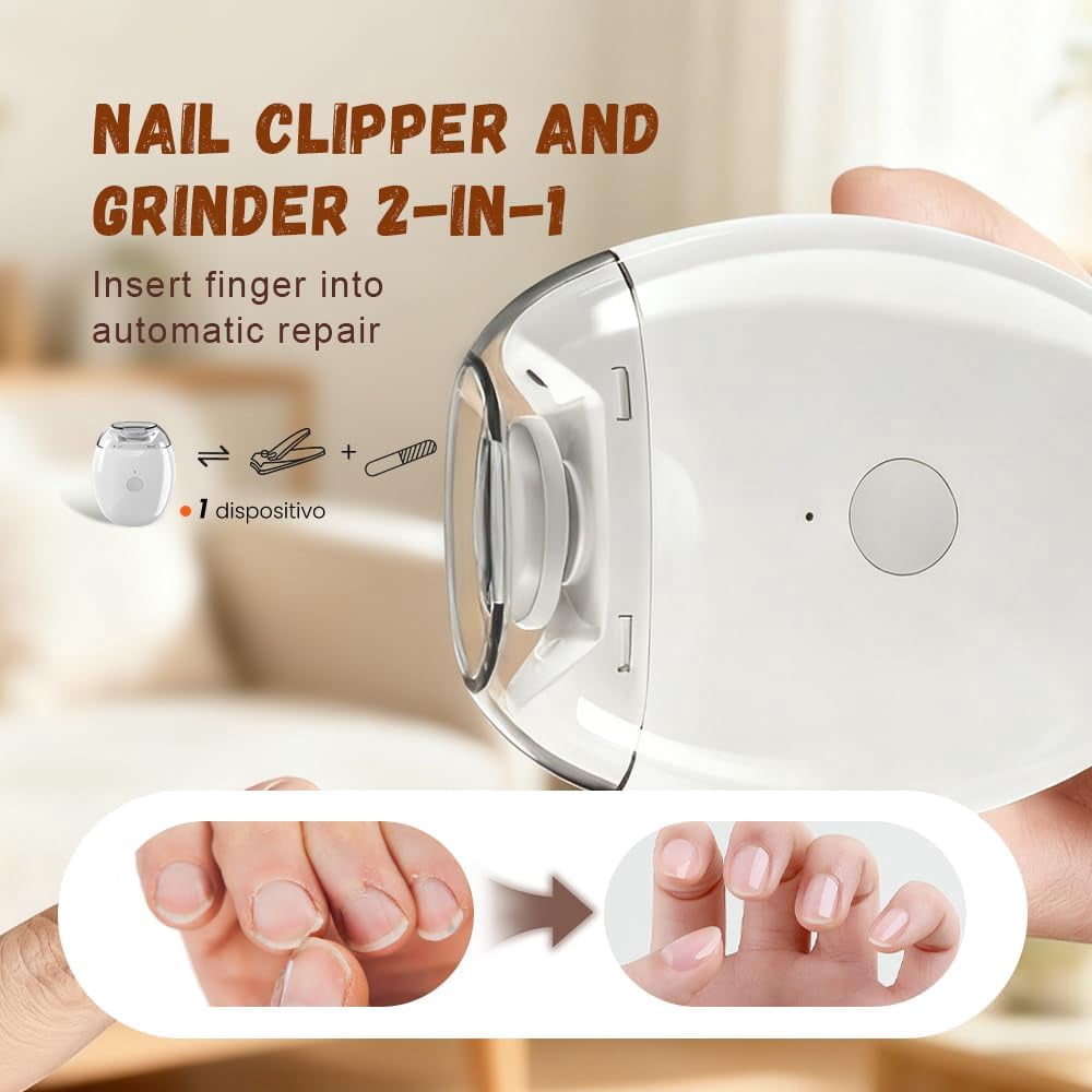 Universal Automatic Fingernail Grinder, Electric Nail Clipper with LED Light and 3 Speed Settings for Safe Nail Care, Smart Fingernail Clipper Perfect for Seniors and Baby (2pcs)